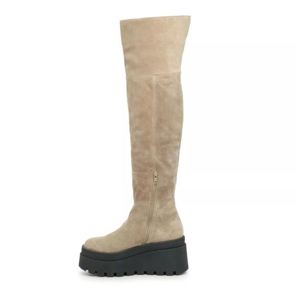 Free People London Calling Wedge Over-the-Knee Boots Size 37 7 Stone Suede NEW - Picture 5 of 15